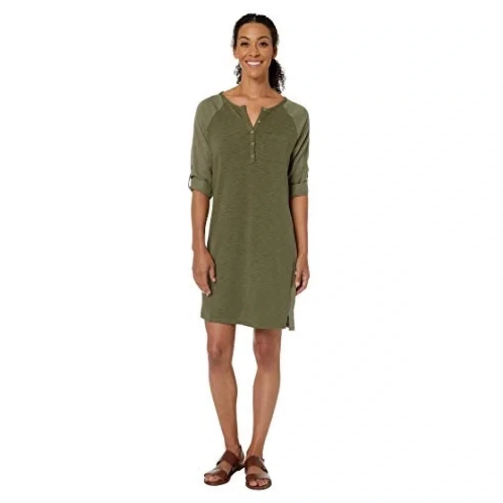 PRANA Hensley Henley Dress Rye Green Size XL